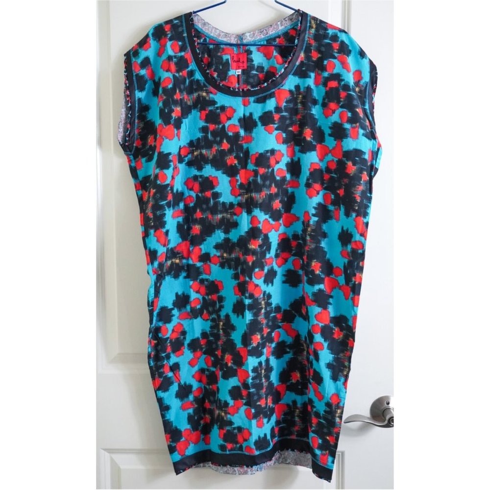 PAUL X PAUL SMITH Sleeveless Tunic Shift Dress, Blue Red Black, Sz. 44/ US 8